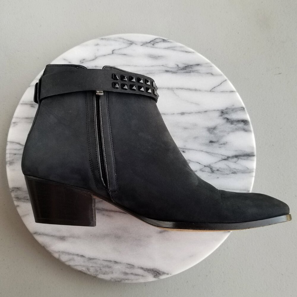 Barbara Bui Black Suede Booties Rhinestone Strap US Size 11 Ankle Boots Italy - Picture 9 of 15
